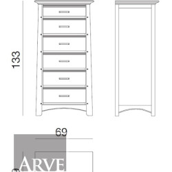 Cassettiera Naima laccata nera