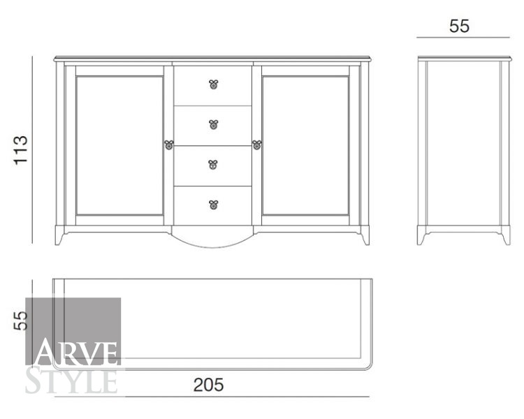 Credenza Salieri 2 ante 4 cassetti